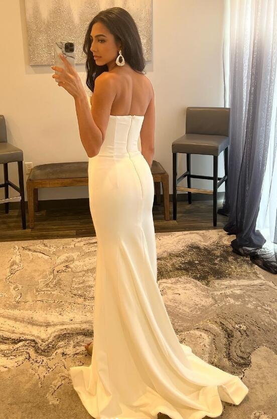 Weißes sexy Ballkleid, langes Hoco-Kleid, Hochzeitskleid nv1034