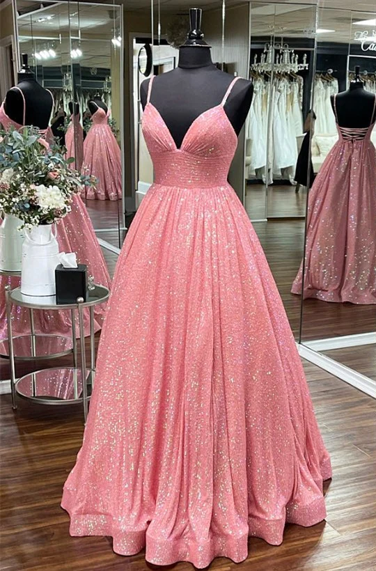Robe de bal longue coupe empire à sequins couleur champagne nv208