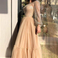 ROBE DE BAL À PAILLETTES À MANCHES LONGUES ET À BIJOUX, LONGUE CHEVILLE, MULTICOUCHE, nv571
