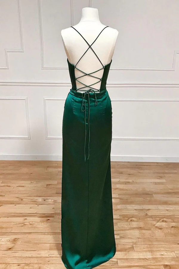 Red simple fashion sling tight spaghetti strap slit evening dress long prom dress graduation dress nv926