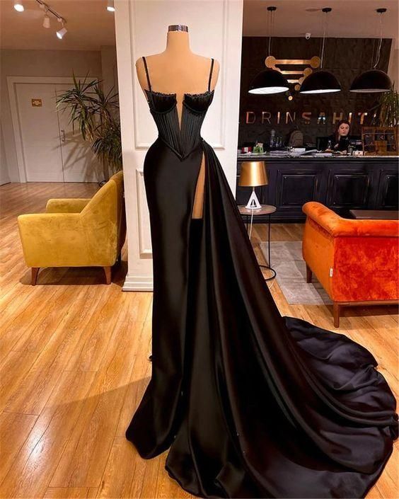 Schwarzes, langes Abendkleid, Ball- und Partykleid nv50