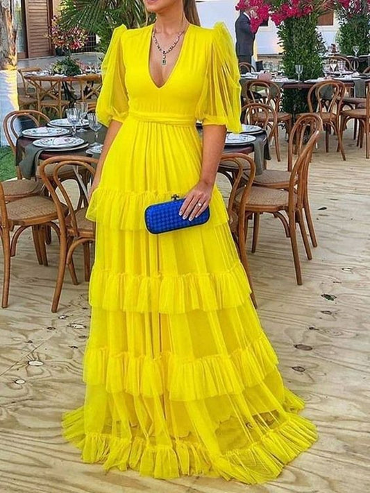 Farbenfrohes langes bodenlanges Abend- und Ballkleid nv63