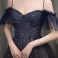 Lila langes Ballkleid A-Linien-Abendkleid aus Tüll nv106